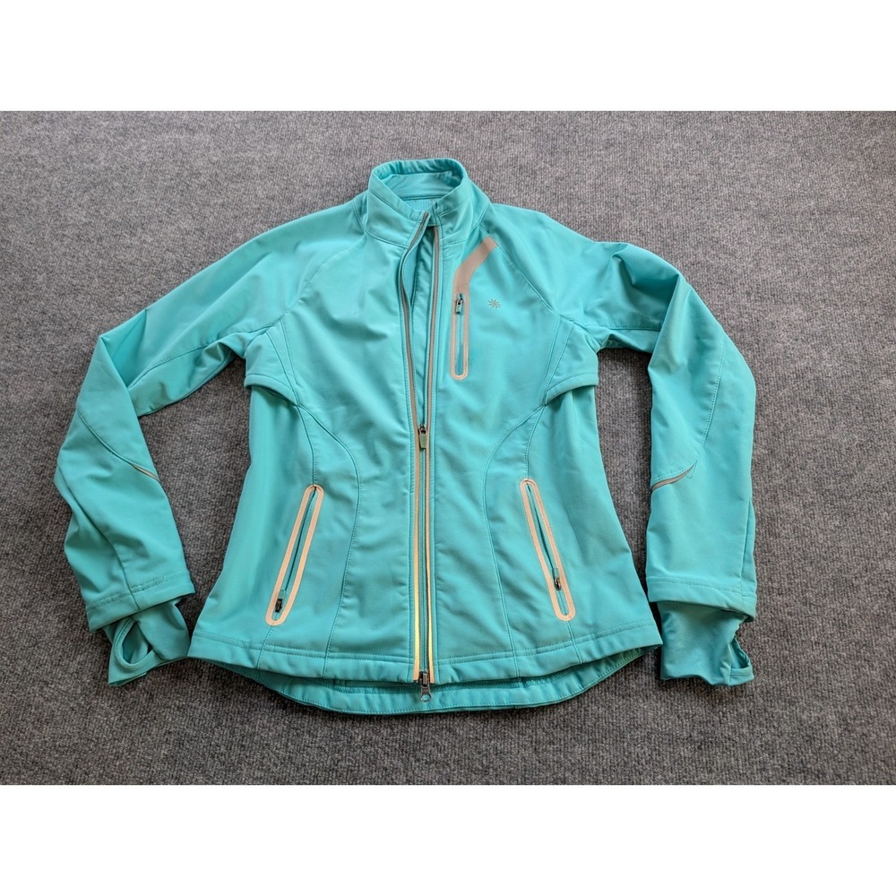 Athleta Womens Medium Teal Green Softshell Cycling Jacket Fleece Lined 790911 M